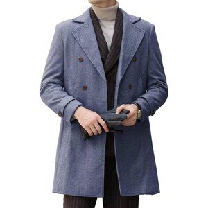 Mens Blue for Long Jackets Warm Peacoat Men's Double Overcoat Trench Coats
